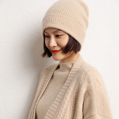 Winter Thick Soft Warm 100% Pure Cashmere Beanie Women's Ski Caps