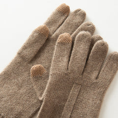 Women's 100% Cashmere Gloves Soft Cable Knitted Gloves with Bow