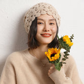 Women Floral Cashmere Beanie Skull Cap Lightweight Crochet Hat