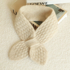 100% Pure Cashmere Knit Bow-Tie Neck Warmer Scarf for Kids