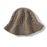 100% Cashmere Bucket Hat Women's Cable Knit Designer Bucket Hat