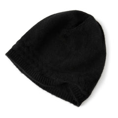 Pure Cashmere Knitted Hat Winter Warm Cable Trim Beanie