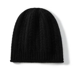 100% Cashmere Beanie Hat Cable Knit Cashmere Cap for Women