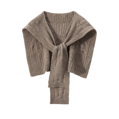 Pure Cashmere Cape Scarf Cable Knit Shawl Shoulder Warmer
