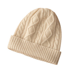 Cashmere Hat Cable Knit Cashmere Beanie Winter Warm Hat