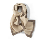 Two-Tone Border Scarf Winter Warm Knitted Soft Pure Cashmere Shawl