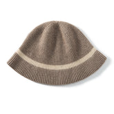 Rib Knit Wide Brim Hat Warm Striped Cashmere Beanie