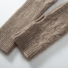 Women's 100% Cashmere Fingerless Mitten Gloves Knit Wrist Warmers