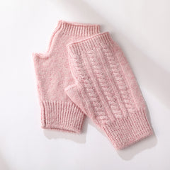 Solid Color Cashmere Warm Mittens and Half-finger Gloves
