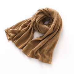 100% Pure Cashmere Cable Knit Shawl Thickened Scarf