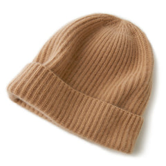 100% Cashmere Beanie Knit Soft Warm Winter Ribbed Hats for Unisex