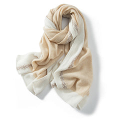 Two-Tone 100% Cashmere Colorblock Wrap Shawl Warm Scarf