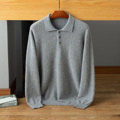 Men’s 100% Pure Cashmere Luxury Polo Collar Sweater