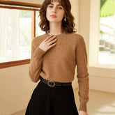 Classic Round Neck Women's Pure Cashmere Knit Sweater