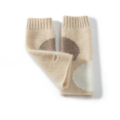 100% Cashmere Warm Fingerless Gloves with Geometric Dots