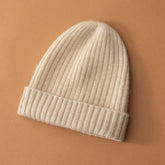 Women's 100% Cashmere Beanie Thickened Folded Knitted Hat