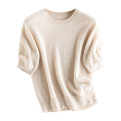Women's Pure Cashmere Round Neck Pullover Knitted Sweater