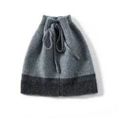Two-Tone Cashmere Drawstring Beanie Hat & Neck Warmer