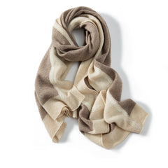 Two-Tone 100% Cashmere Colorblock Wrap Shawl Warm Scarf