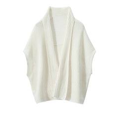 Pure Cashmere Shawl Wrap Travel Scarf Ribbed Cape