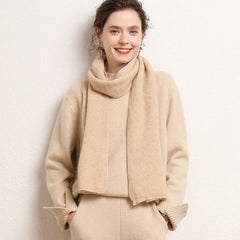Women's Knitted Cashmere Mock-Neck Sweater with Wide Cuffs
