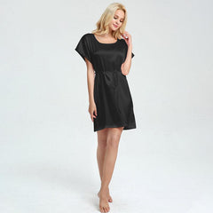 Women Short Silk Nightgown with belt Silk Chemise