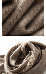 100% Pure Cashmere Poncho Wraps Shawl with Fringed Edges