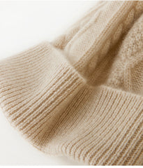 100% Pure Cashmere Soft Warm Cable Knit Beanie Winter Hat