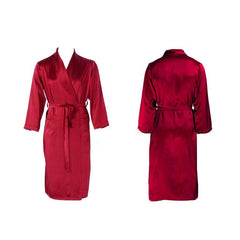 Men Long Silk Robe Luxury Silk Sleepwear