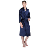 Men Long Silk Robe Luxury Silk Sleepwear