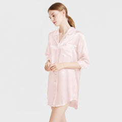 Women's Silk Sleep Shirt 100% Mulberry Silk Nightgown