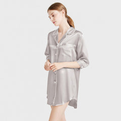 Women's Silk Sleep Shirt 100% Mulberry Silk Nightgown