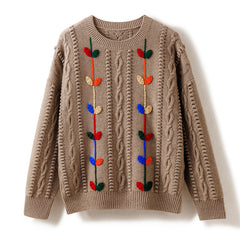 Round Neck Pullover Hand-crocheted Thickened Cashmere Sweater