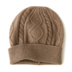 100% Pure Cashmere Soft Warm Cable Knit Beanie Winter Hat