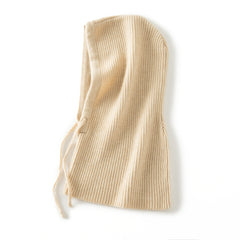 100% Pure Cashmere Hat Ribbed Cashmere Hooded Scarf