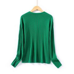 100% Cashmere Rib-Knit V-Neck Shirt Sweater Button Cardigan