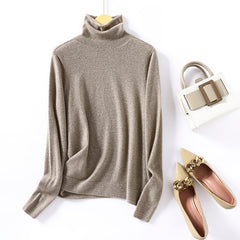 Women's Pile Collar Loose Pullover Thin Knitted Bottoming Sweater