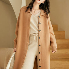 100% Cashmere Button-Down Sweater Dress with Collar Cardigan