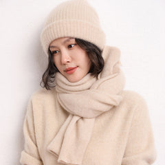 Women's Ribbed Cashmere Beanie Knitted Thickened Cashmere Hat