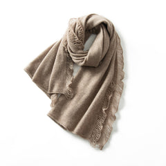 100% Pure Cashmere Poncho Wraps Shawl with Fringed Edges