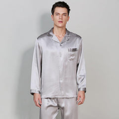 Men's Luxury Silk Sleepwear Long 100% Silk Pajamas Set