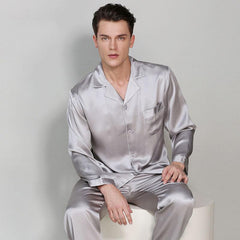 Men's Luxury Silk Sleepwear Long 100% Silk Pajamas Set