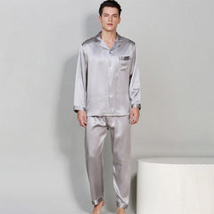 Men's Luxury Silk Sleepwear Long 100% Silk Pajamas Set