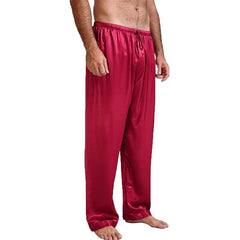 Men Silk Pajamas Pants Sleep Bottoms 100% Long Silk Pants
