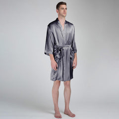 Men's Silk Robe Luxury Pure Mulberry Silk Bathrobes with Pockets