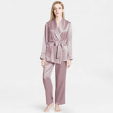 Mulberry Silk Pajamas for Women's Long Sleeves with Adjustable Belt