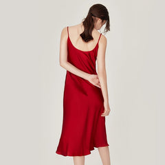 Women V Neck Sexy Long Silk Nightgown Cowl Neck Silk Slip Dress