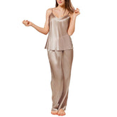 Women Silk Camisole Sleepwear Two Piece Silk Camisole Pajamas Set