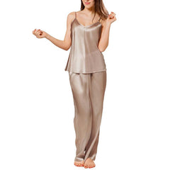 Women Silk Camisole Sleepwear Two Piece Silk Camisole Pajamas Set