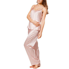 Women Silk Camisole Sleepwear Two Piece Silk Camisole Pajamas Set